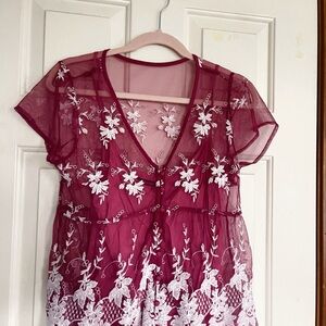 Sheer Floral Embroidered Top